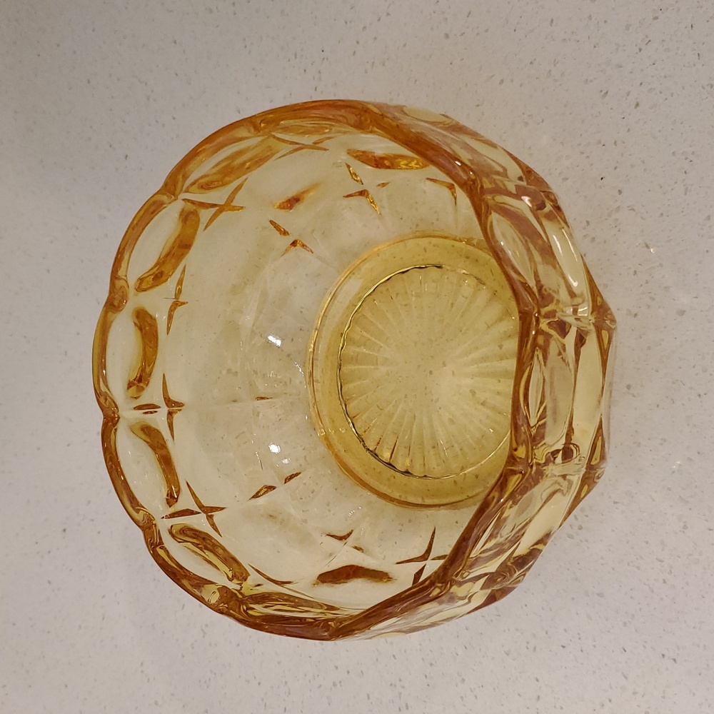 Indiana Glass Tiara Yellow Mist Constellation Candy Nut Bowl Vintage - Picture 3 of 7